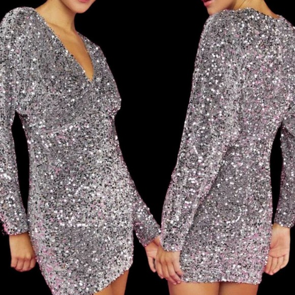 Sequin over Velveteen Mini Dress Size S - Picture 8 of 9